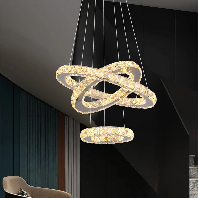 lustre moderne en cristal luxueux luminaires décoratifs d'éclairage - vue 4 sur 9