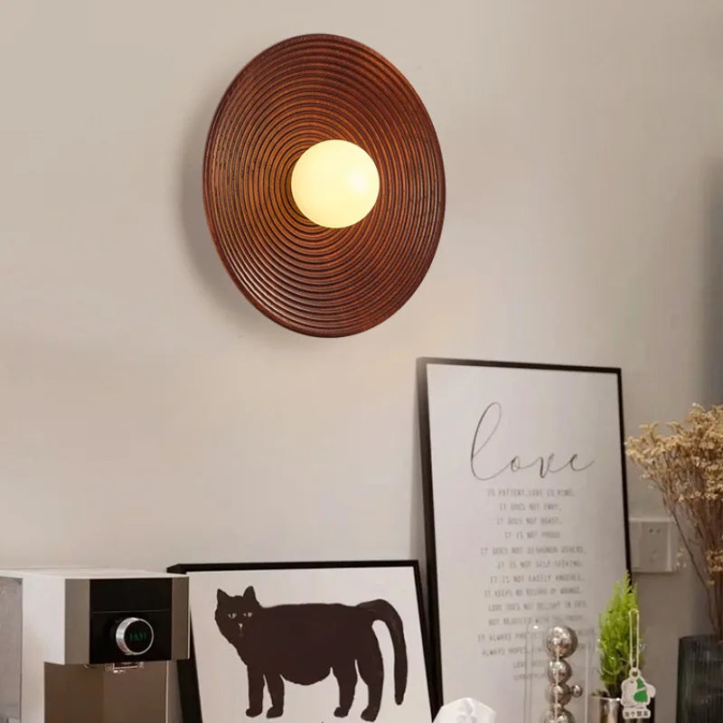 Applique murale japonaise rétro en bois - vue 7 sur 8