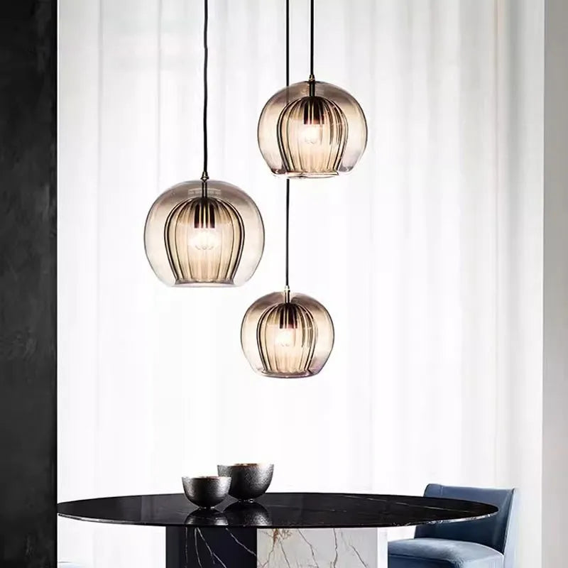 lampe led suspendue en verre design nordique moderne décorative - vue 4 sur 10