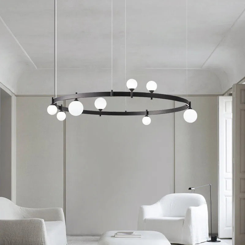 suspension led en verre circulaire pour décoration moderne - vue 3 sur 8