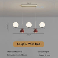 lustre long led suspendu avec abat-jour boule ronde