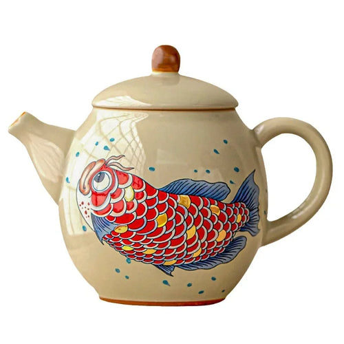 Theiere chinoise ceramique arowana style kung fu retro