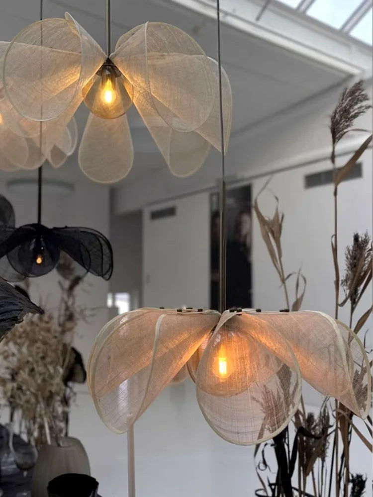 lustre wabi sabi japonais en tissu français moderne - vue 6 sur 9
