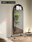 Adjustable solid wood full body mirror, magazine bookshelf mirror, floor standing retro with wheel fitting mirror