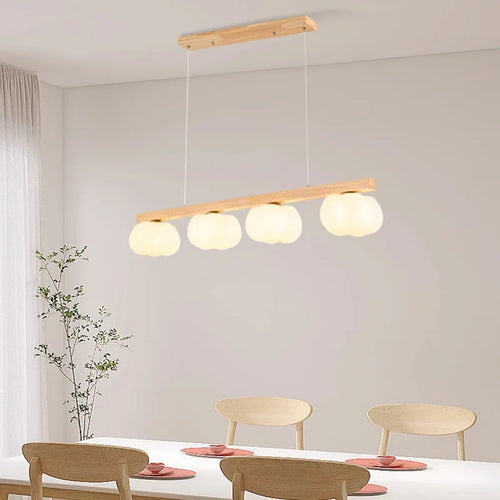 Moderne Pendelleuchte aus Naturholz in Baumwollform - vue 2 sur 11