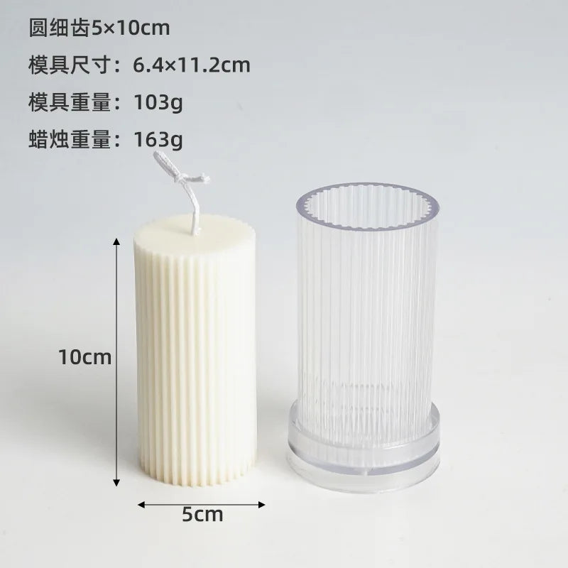 moule cylindrique à rayures pour fabrication de bougies en acrylique - vue 13 sur 14