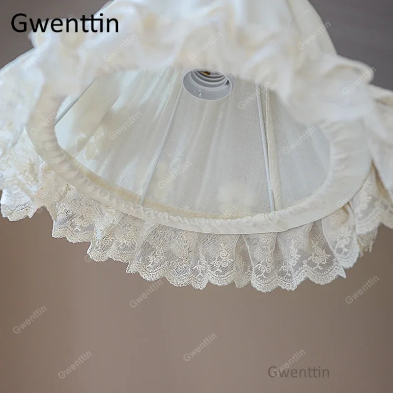 Dekorative Tischlampen aus Stoff im Prinzessinnenstil mit LED - vue 6 sur 8