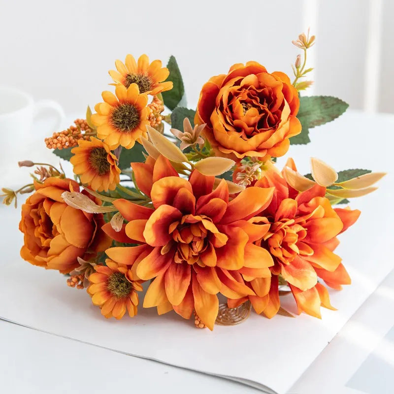 fleur artificielle dahlia rose marguerite pour décoration fête mariage - vue 7 sur 13