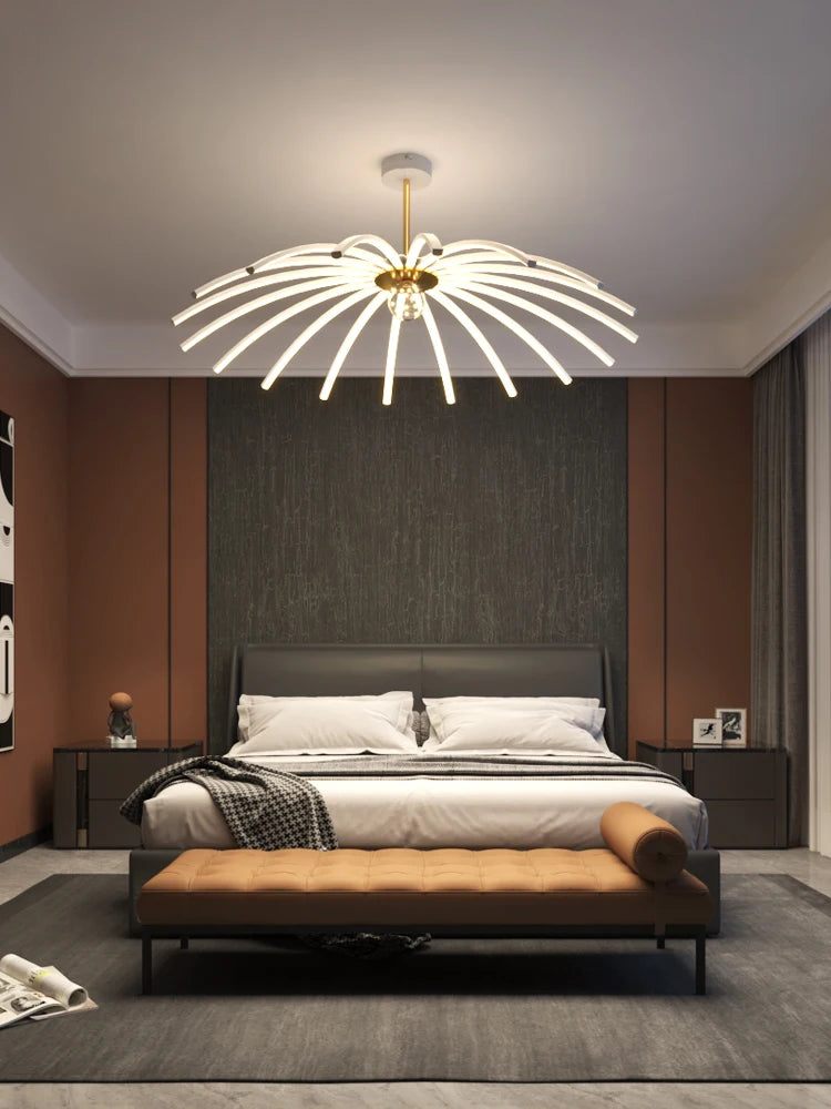 lustre moderne simple luxueux avec lampes led suspendues - vue 4 sur 11