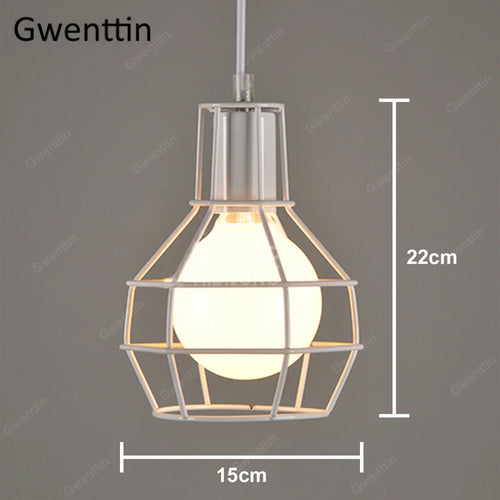 Pendelleuchte aus Eisen im Käfig-Design für moderne und Retro-Inneneinrichtung - vue 5 sur 11