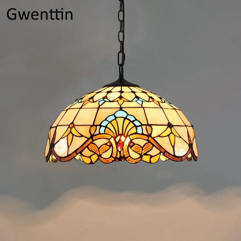 Vintage Tiffany Pendelleuchte aus dekorativem Glas für modernes Interieur - vue 17 sur 28