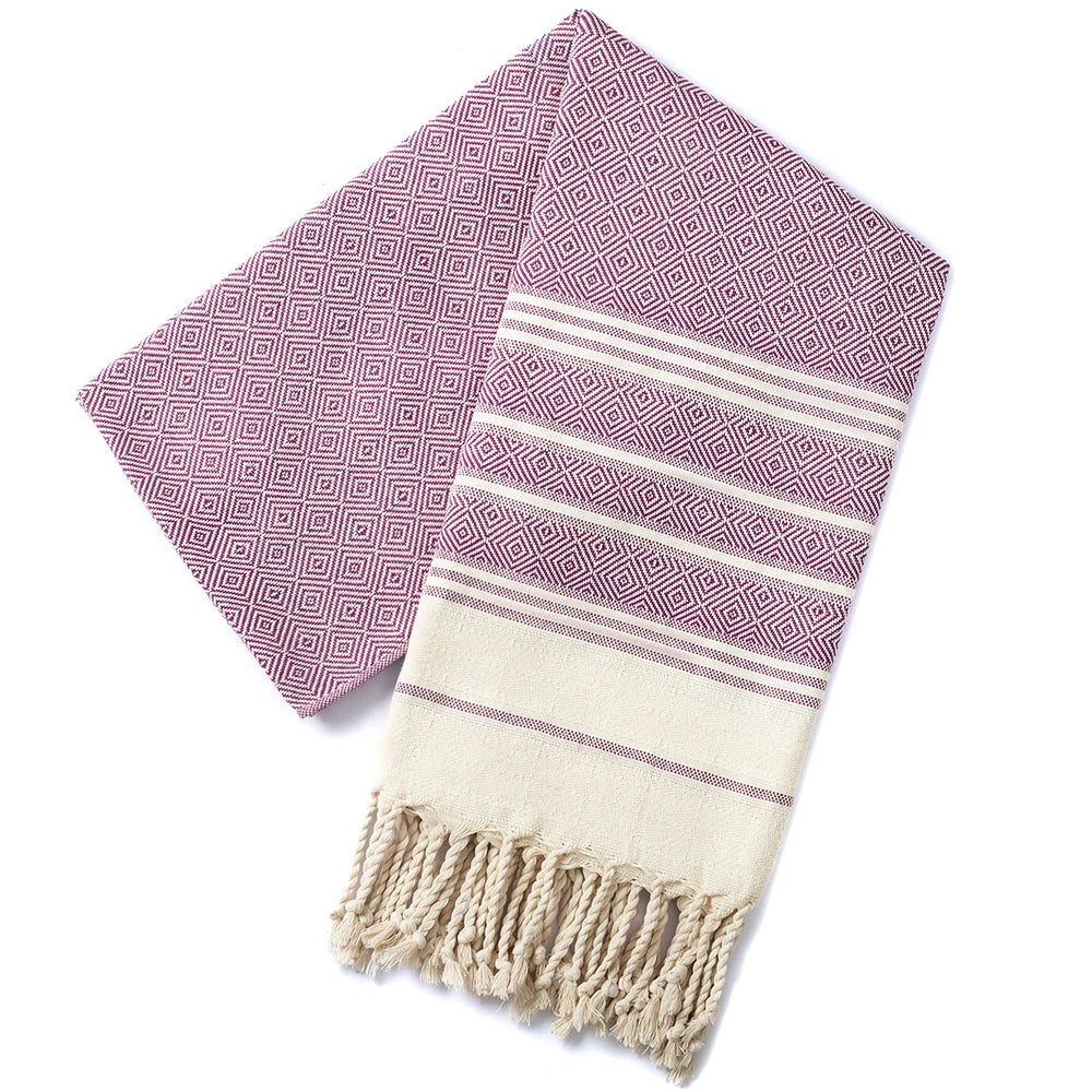 serviette de plage coton jacquard losanges sport rapide