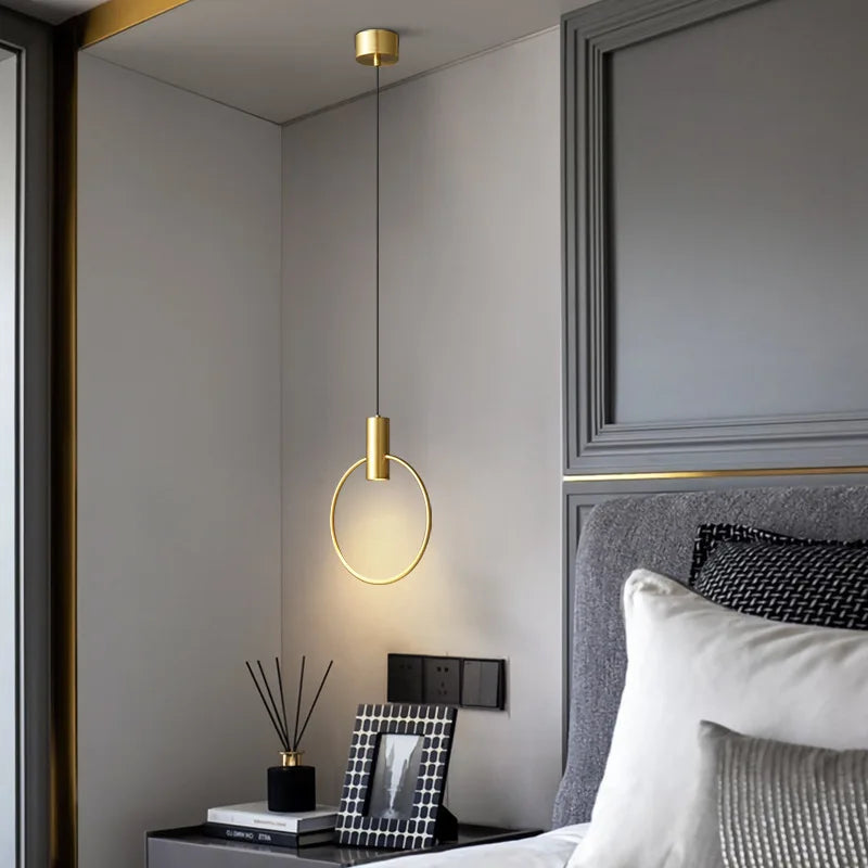 lustre minimaliste en laiton à 3 anneaux avec gradation variable - vue 2 sur 8
