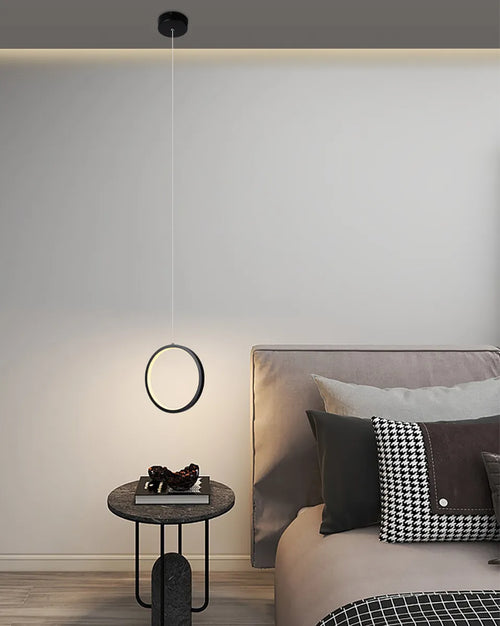Anneau Lampes Suspendues Chambre Salon Suspension Éclairage Intérieur Lampe De Chevet Restaurant Bar Blanc Noir LED Lampes Industrielles