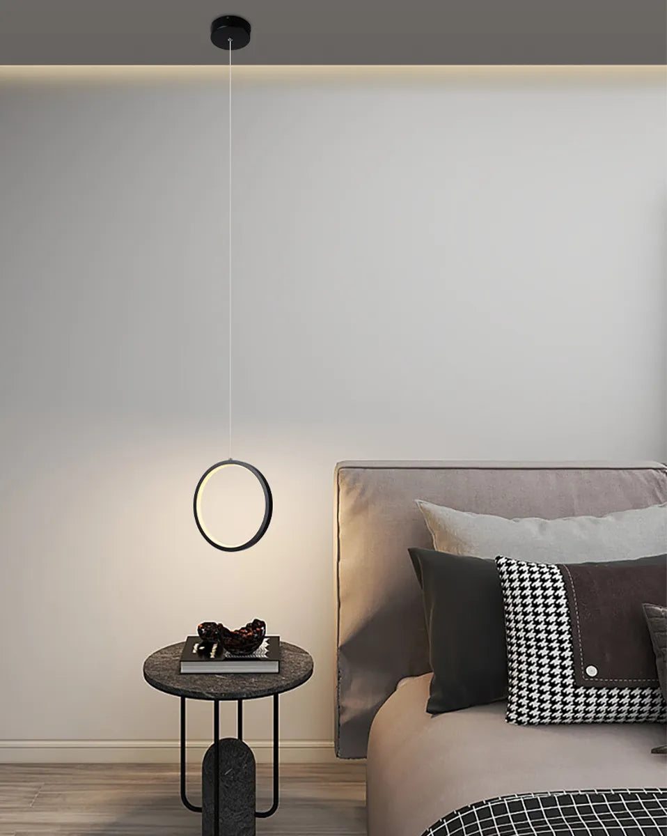 Anneau Lampes Suspendues Chambre Salon Suspension Éclairage Intérieur Lampe De Chevet Restaurant Bar Blanc Noir LED Lampes Industrielles - vue 6 sur 12