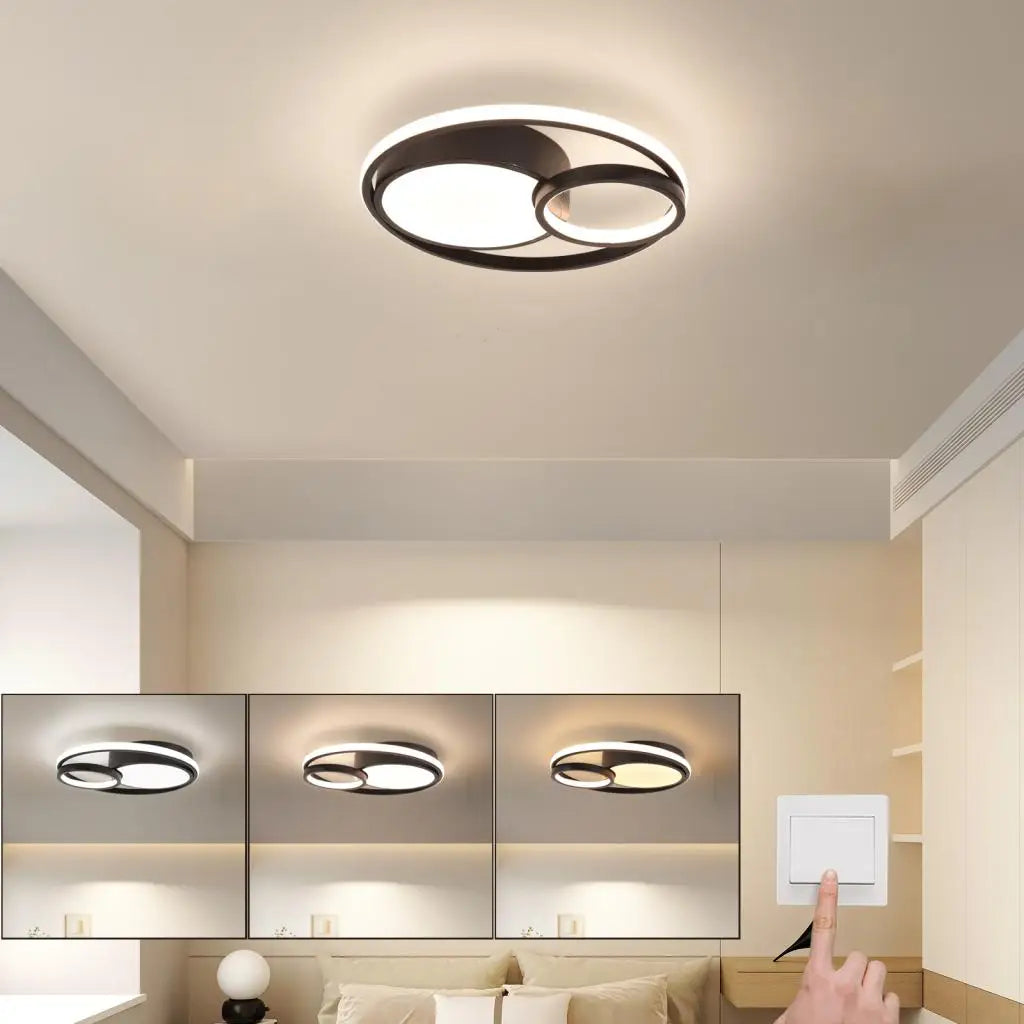 plafonnier led moderne 3 couleurs pour intérieur maison - vue 3 sur 8
