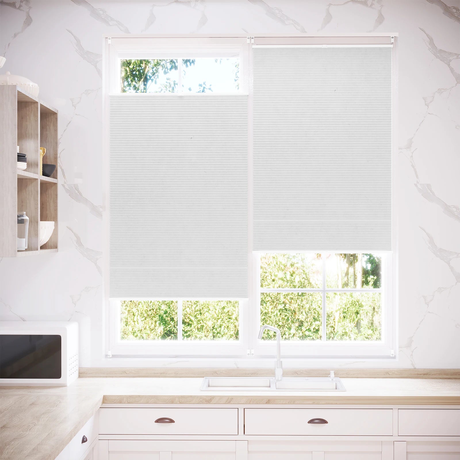 Store plissé alvéolaire occultant thermique pour fenêtre maison