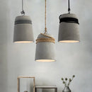 Suspension Led en ciment avec corde de chanvre