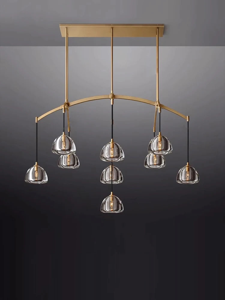 lustre vintage en cristal et cuivre pour éclairage élégant - vue 7 sur 13