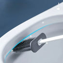 ensemble brosse de toilette silicone avec support mural pour salle de bain