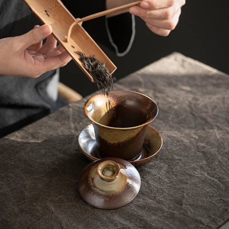 Theiere ceramique retro glacure artisanale style chinois - vue 5 sur 6