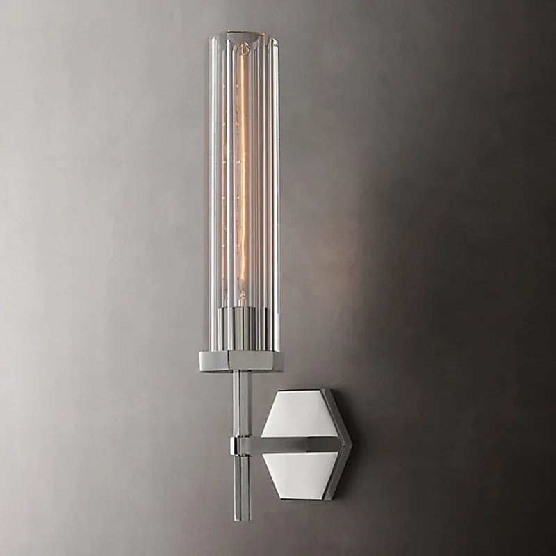 Amerikanische LED-Wandleuchte mit Kristall-Lampenschirm und goldfarbenem Metall
