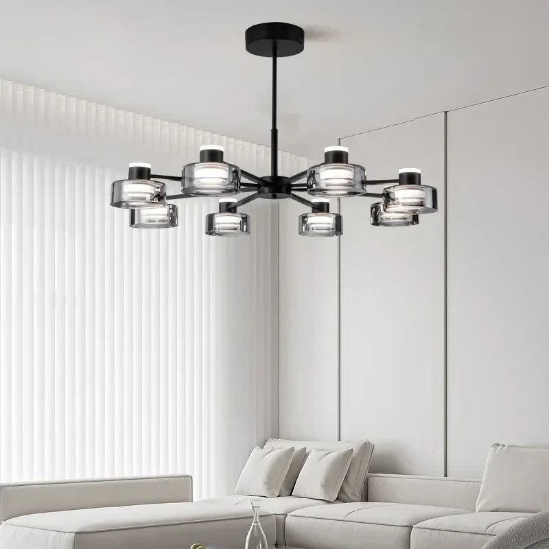lustre led minimaliste moderne en verre et cuivre - vue 4 sur 15