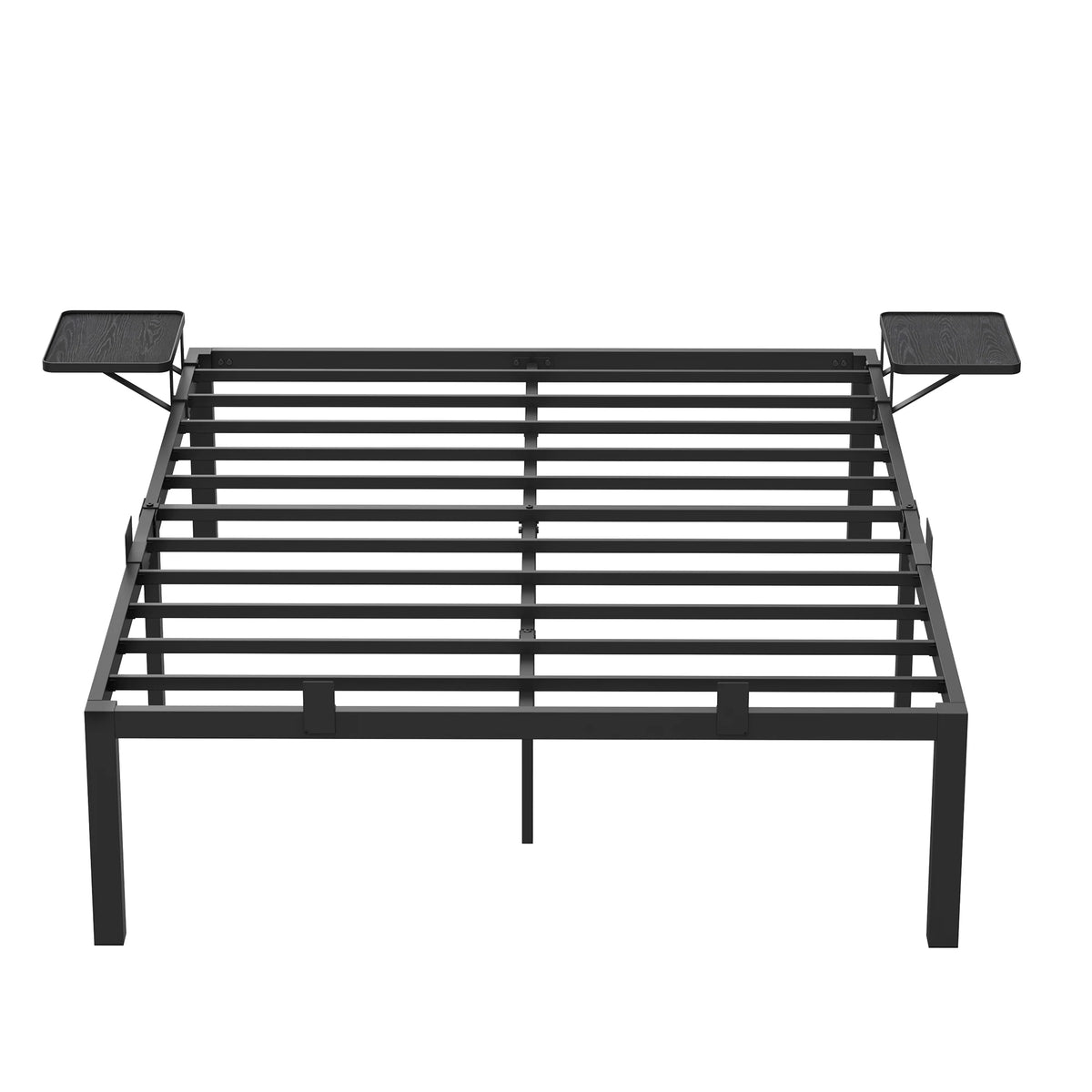 VASAGLE Double Bed Frame, Metal Bed Frame, with Bedside Shelves, Guest Bed Frame, for 190 x 140 cm Mattresses, Easy Assembly - vue 3 sur 7