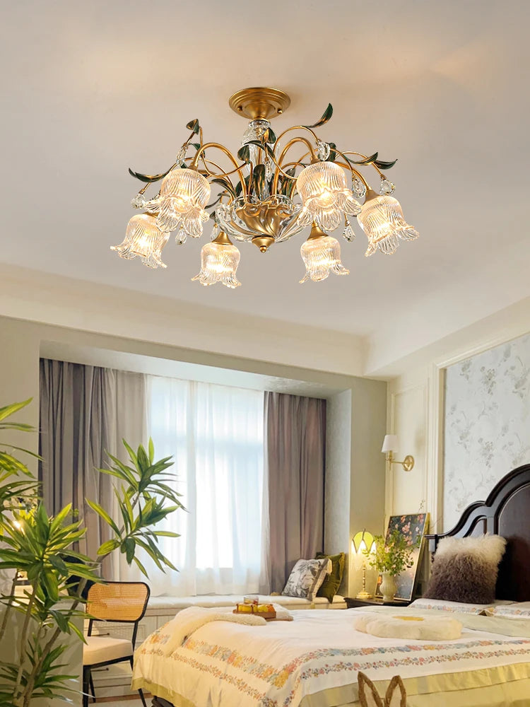 lustre méditerranéen en verre avec motifs floraux tendance - vue 4 sur 8