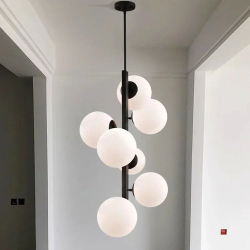Minimalistischer nordischer Deckenleuchte aus Eisen und dekorativem Glas - vue 7 sur 7