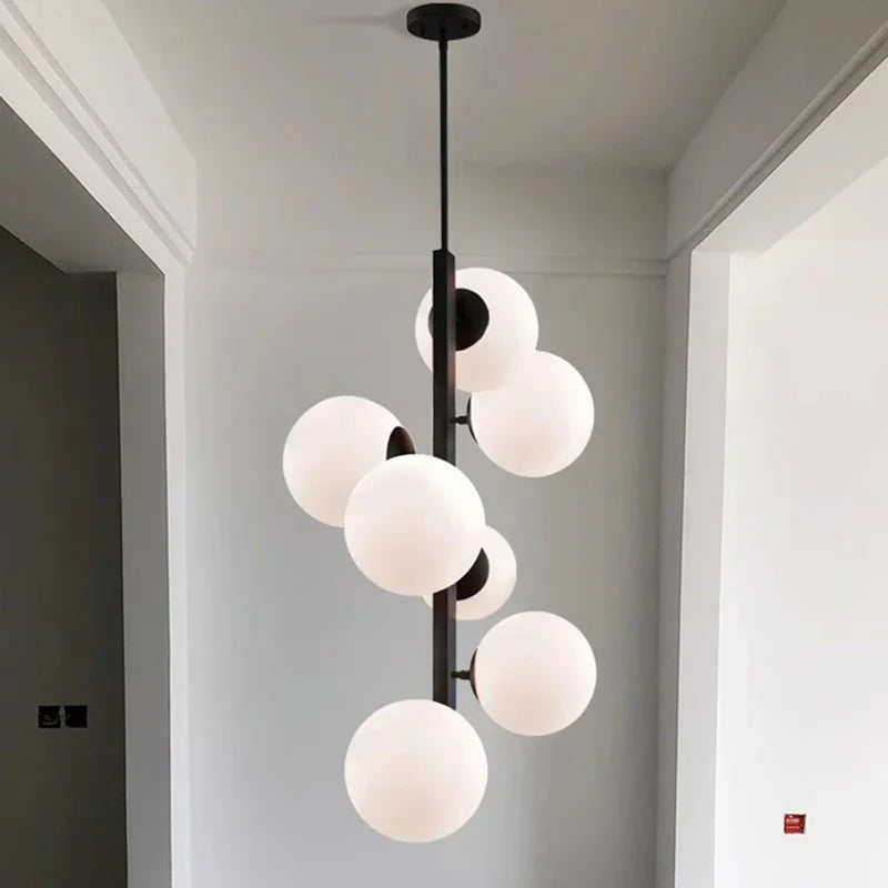 Minimalistischer nordischer Deckenleuchte aus Eisen und dekorativem Glas - vue 6 sur 7
