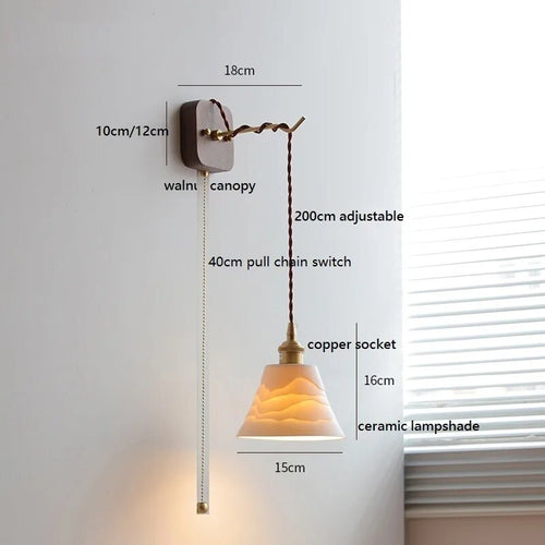 LED-Wandleuchte Nussbaum Kupfer Modern mit Steckermontage - vue 24 sur 23