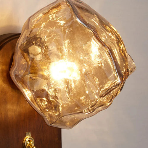 LED-Wandleuchte aus Holz mit Schalter und Glas - vue 5 sur 9