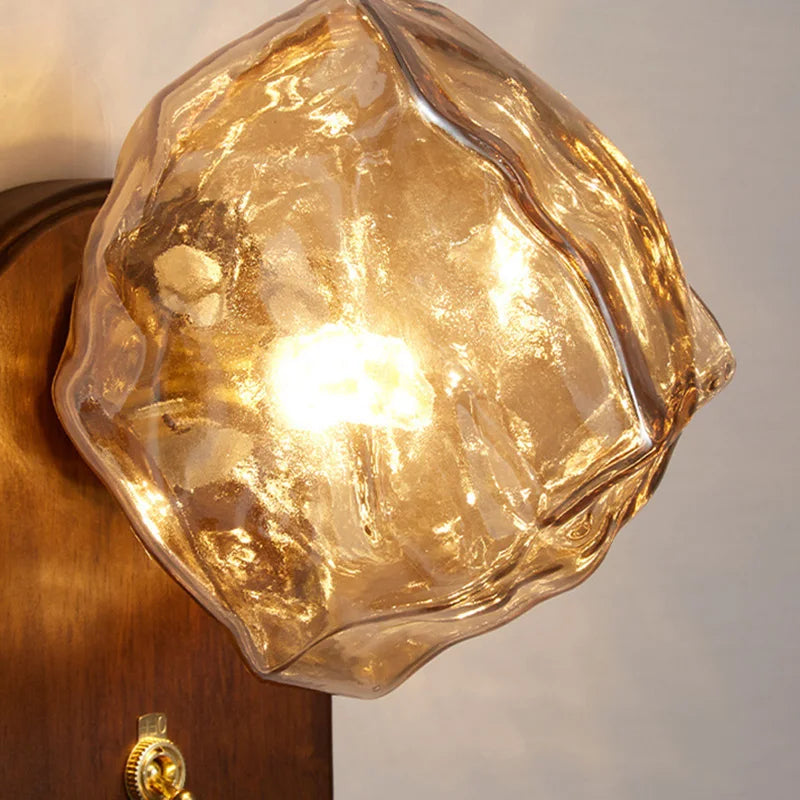 LED-Wandleuchte aus Holz mit Schalter und Glas - vue 4 sur 9