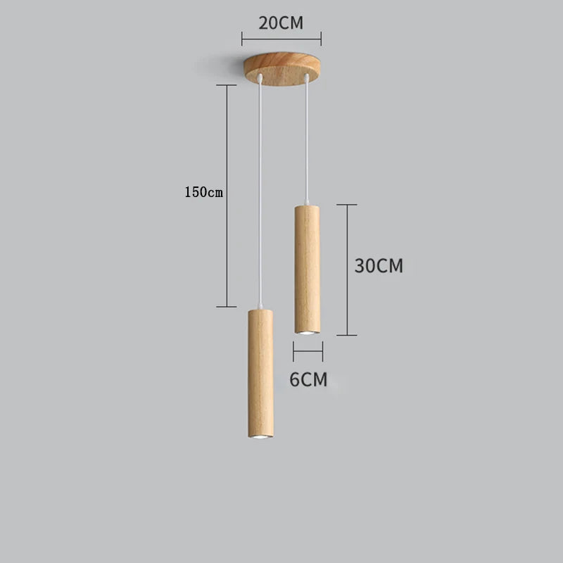 Moderne Pendelleuchte aus Holz mit LED-Innenbeleuchtung