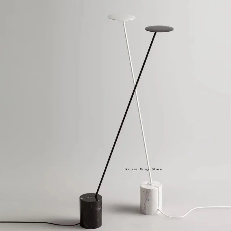 Lampadaire moderne fer marbre nordique - vue 2 sur 8