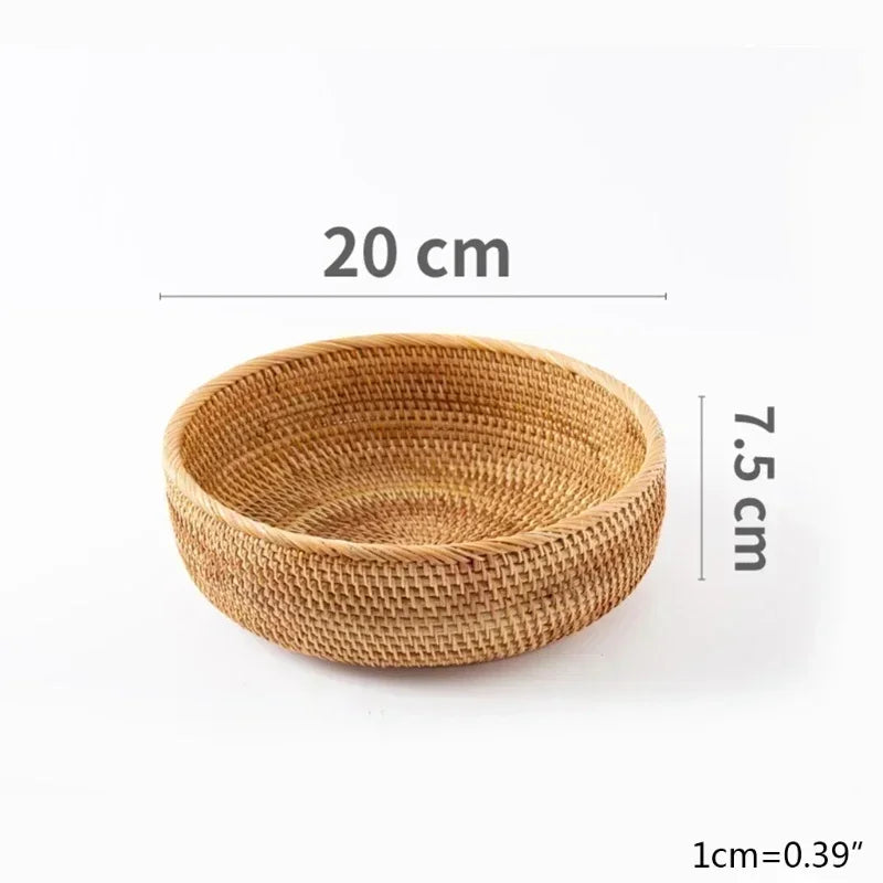 panier de rangement tissé en rotin pour cuisine et pique-nique
