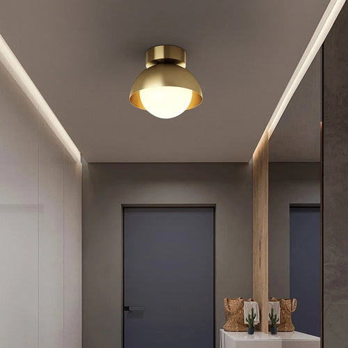 Moderne und minimalistische Kupfer-Deckenleuchte für den Flur mit drei Lichtfarben - vue 5 sur 7