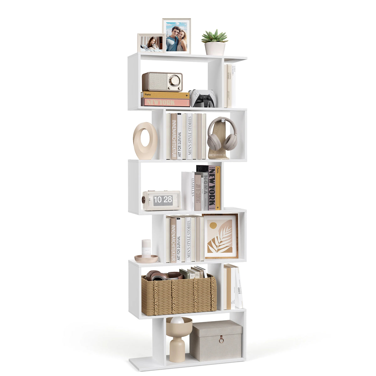 VASAGLE Bookcase, 6 Tier Shelf, Storage Unit, Divider, for Living Room, Bedroom, Office