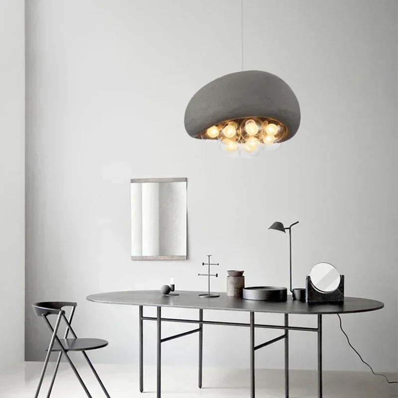 lustre suspendu minimaliste style wabi sabi avec éclairage led - vue 7 sur 12