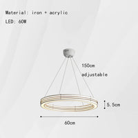 Art-déco-Kronleuchter mit Ring, höhenverstellbare Pendelleuchte