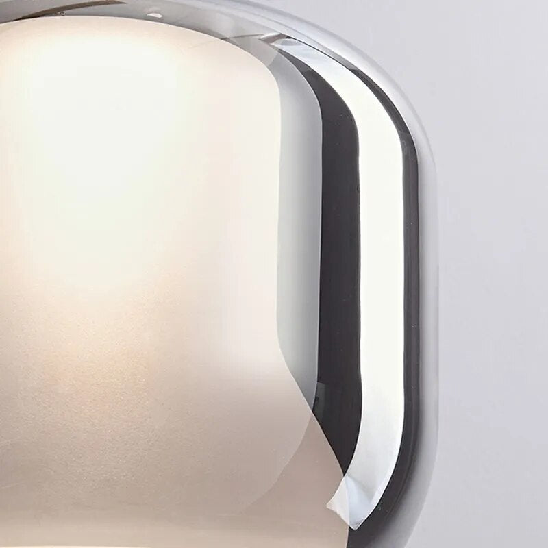 Moderne LED-Pendelleuchte aus rauchgrauem Glas mit drei Köpfen - vue 5 sur 11