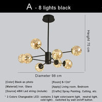 lustre moderne en forme d'étoile avec abat-jour en verre décoratif