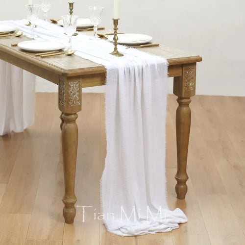 Chemin de table coton gaze style vintage mariage - vue 13 sur 29