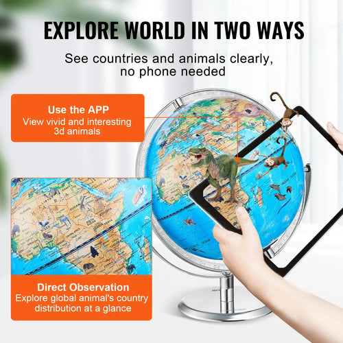 VEVOR Educational Globe 10in/254mm Interactive AR World Globe LED Night Lighting,  AR APP Compatible with Android or iOS Devices - vue 5 sur 7