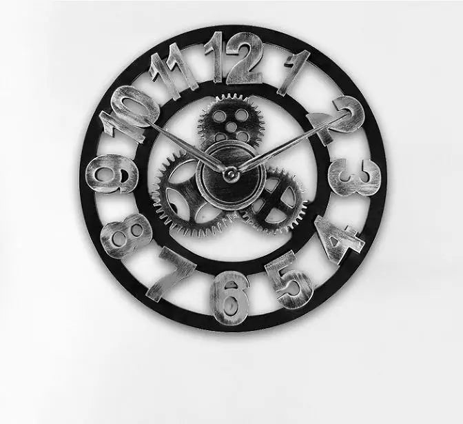 horloge murale rétro en bois style industriel pour décoration artistique - vue 10 sur 10