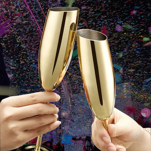 Verre champagne acier inoxydable texturé style coupe fête
