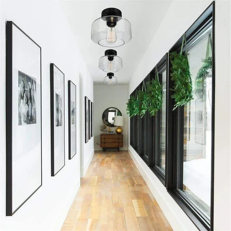 Moderne LED-Deckenleuchte aus Glas im nordischen Stil für die Wohnungsdekoration - vue 4 sur 9