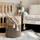 grand panier de rangement tissé avec poignées en coton pliable