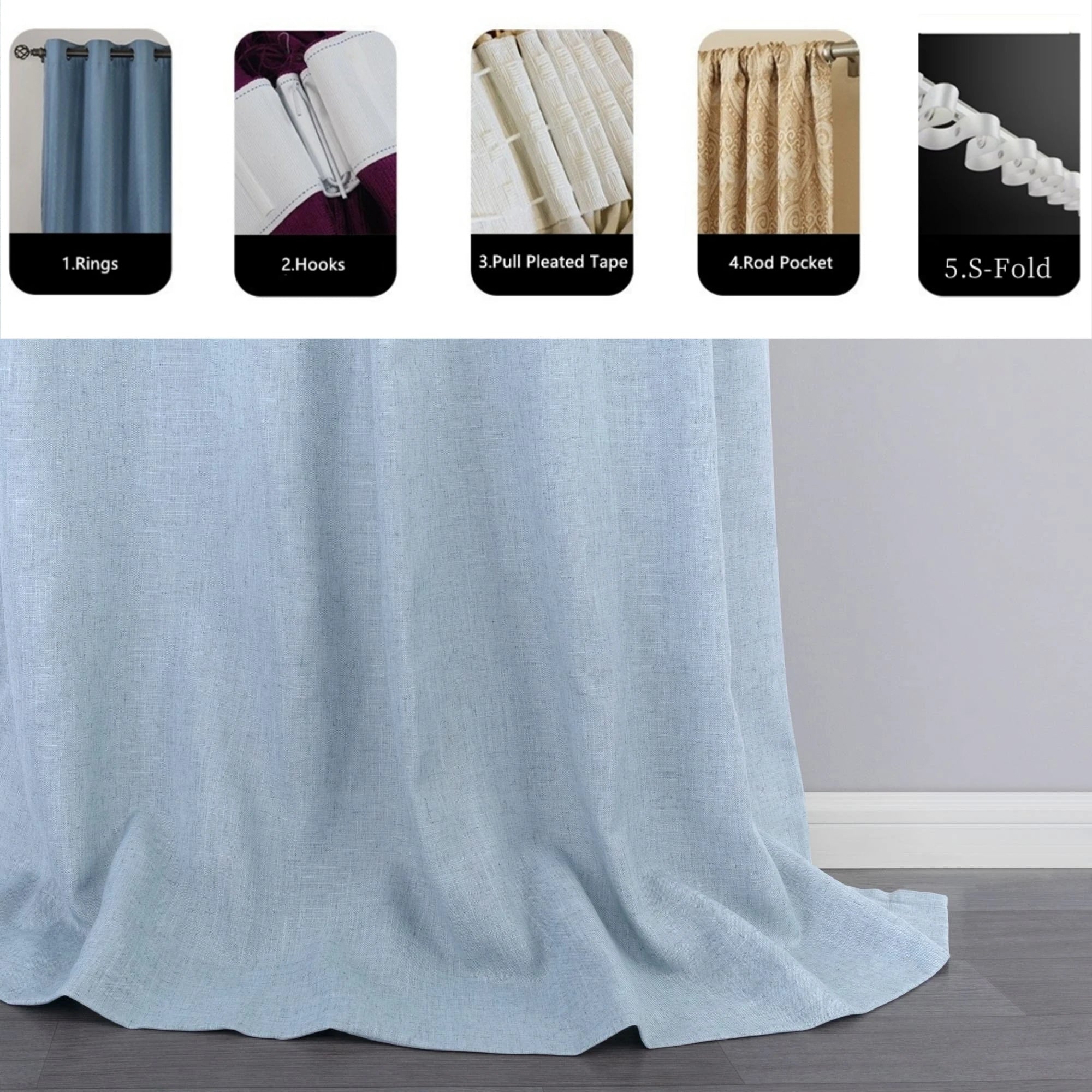 Voilage tulle imitation lin sur mesure grande hauteur - vue 6 sur 10